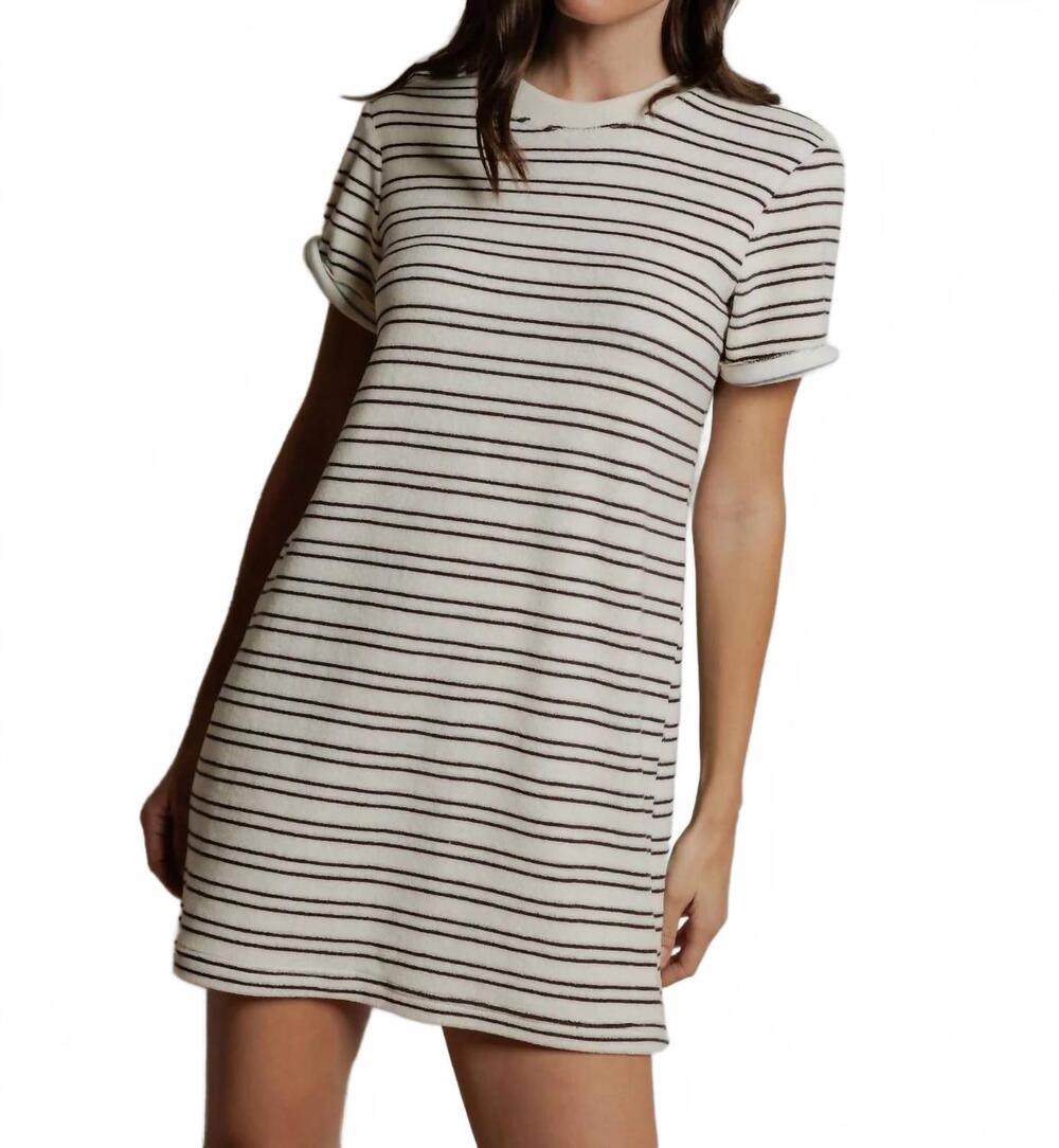 NEW PERFECTWHITETEE nella mini dress in natural chocolate stripe